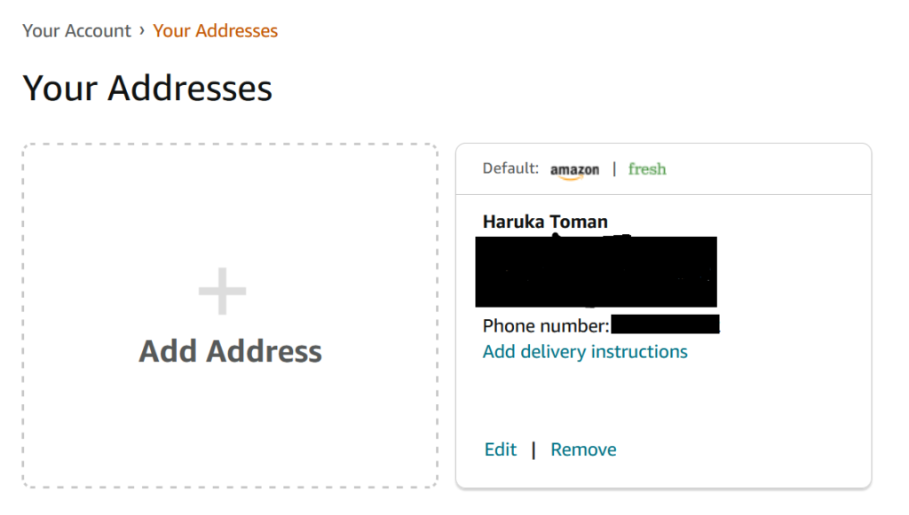 ④住所を入力したら、オレンジ色ボタン「Add Address」をクリックして登録完了