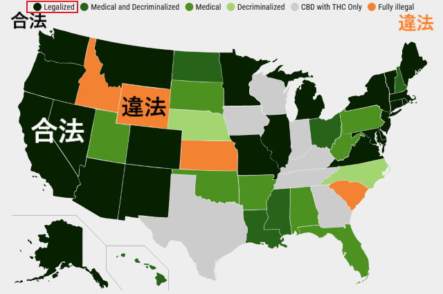 アメリカでは、映画に出てくる大麻が「合法」な州がたくさんある