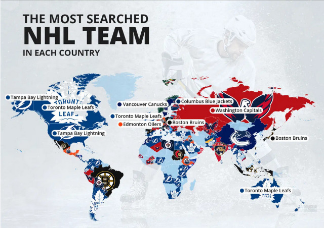 世界の大陸別で見る、人気なNHLチームランキング